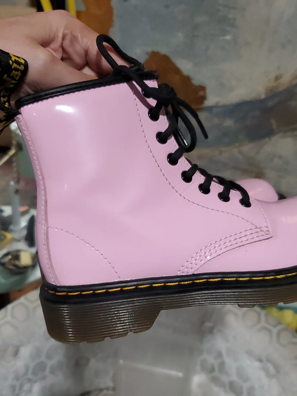 Dr. Martens Pink Lace-Up Leather Combat Boots Kids Size 13